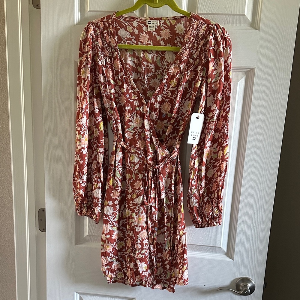 Billabong Floral Long Sleeve Dress S NWT
